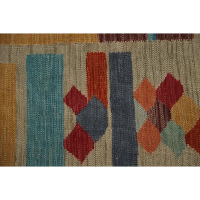 Hand Woven Oriental 100% Wool Carpet Southwestern Tribal Multi-Colored Kilim Area Rug - 6' 5'' X 4' 10''