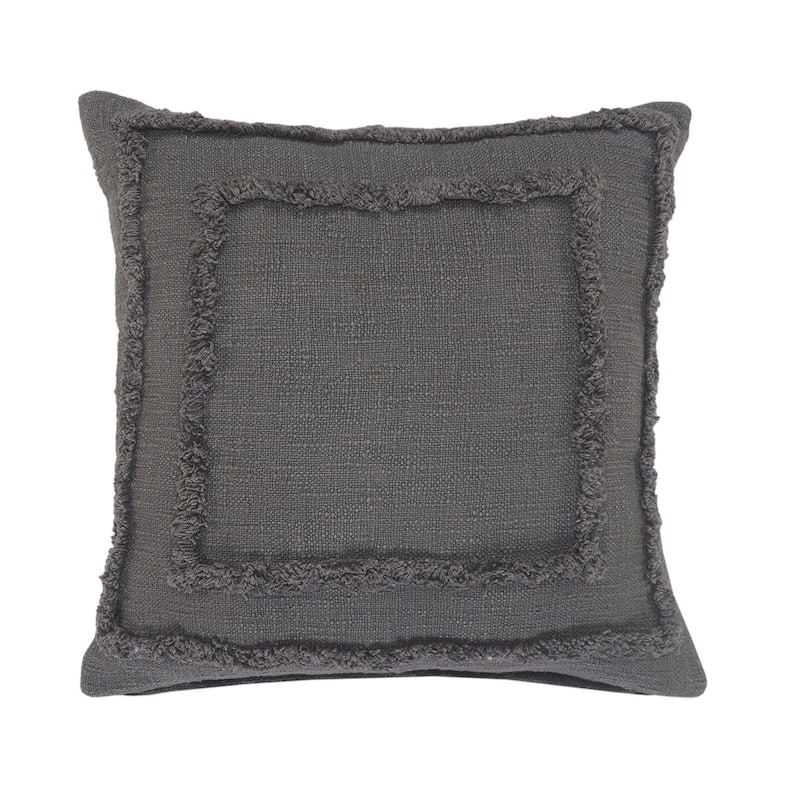 HomeRoots 20" X 20" Dark Gray 100% Cotton Geometric Zippered Pillow