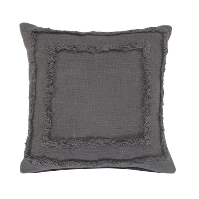 HomeRoots 20" X 20" Dark Gray 100% Cotton Geometric Zippered Pillow