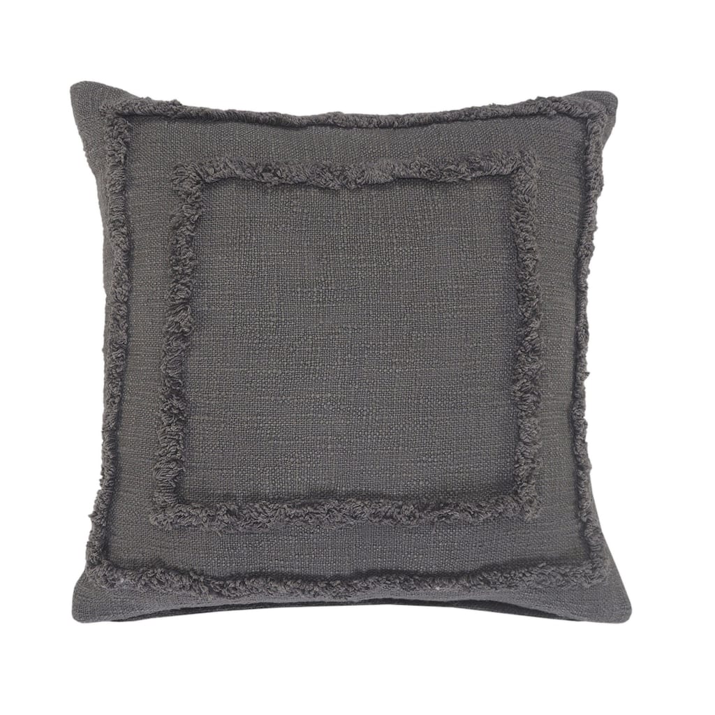 HomeRoots 20" X 20" Dark Gray 100% Cotton Geometric Zippered Pillow