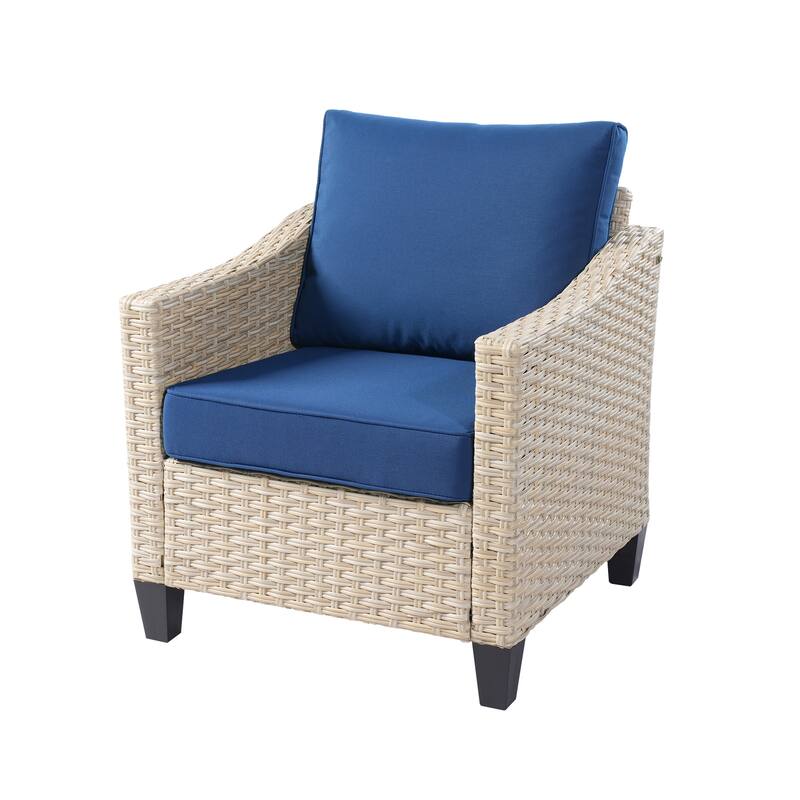 HOOOWOOO 9-piece Wicker Outdoor Patio Seating Set with Fire Pit Table
