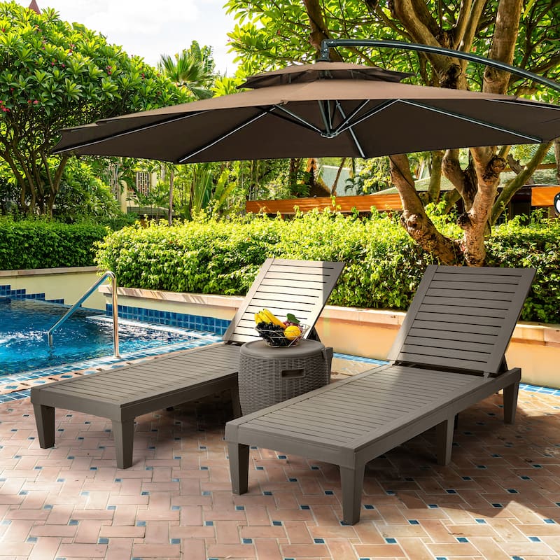 Outdoor Chaise Lounge Chairs (Set of 2) with Adjustable Backrest