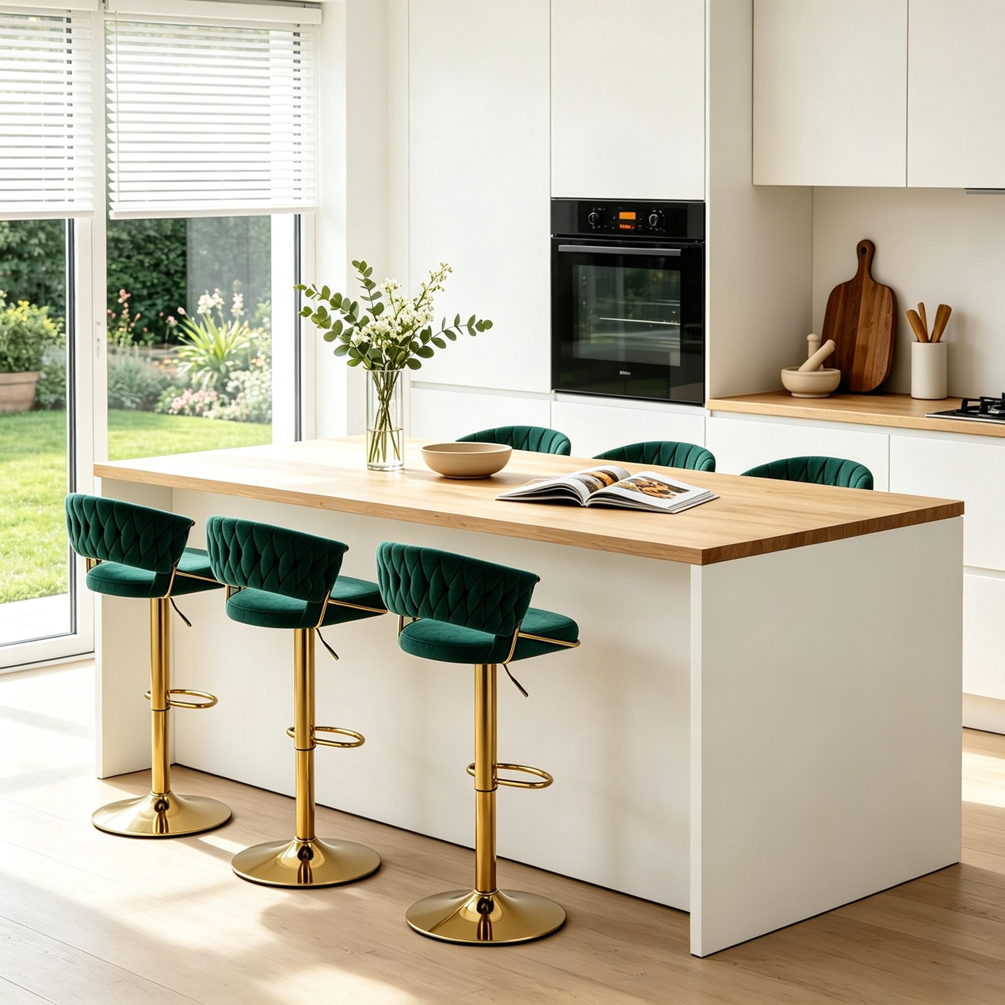 Modern Velvet Adjustable Bar Stools with Backs (Set of 4, 6, 8)