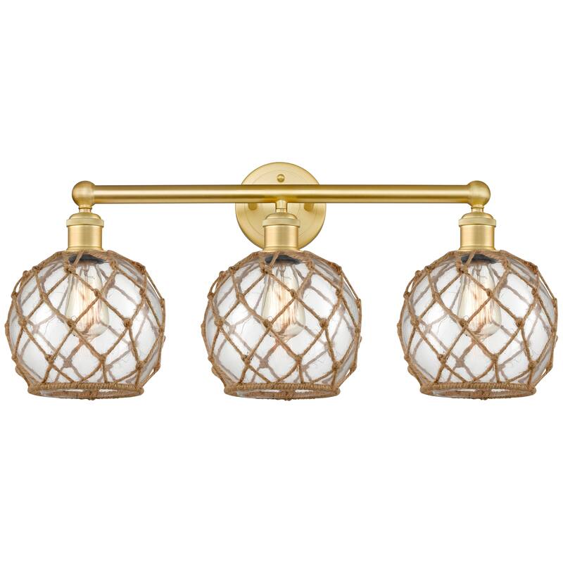 Innovations Lighting Endless Possibilities Edison - Farmhouse Rope - 3 Light 26" Bath Vanity Light - Clear Glass with Brown Rope/Satin Gold