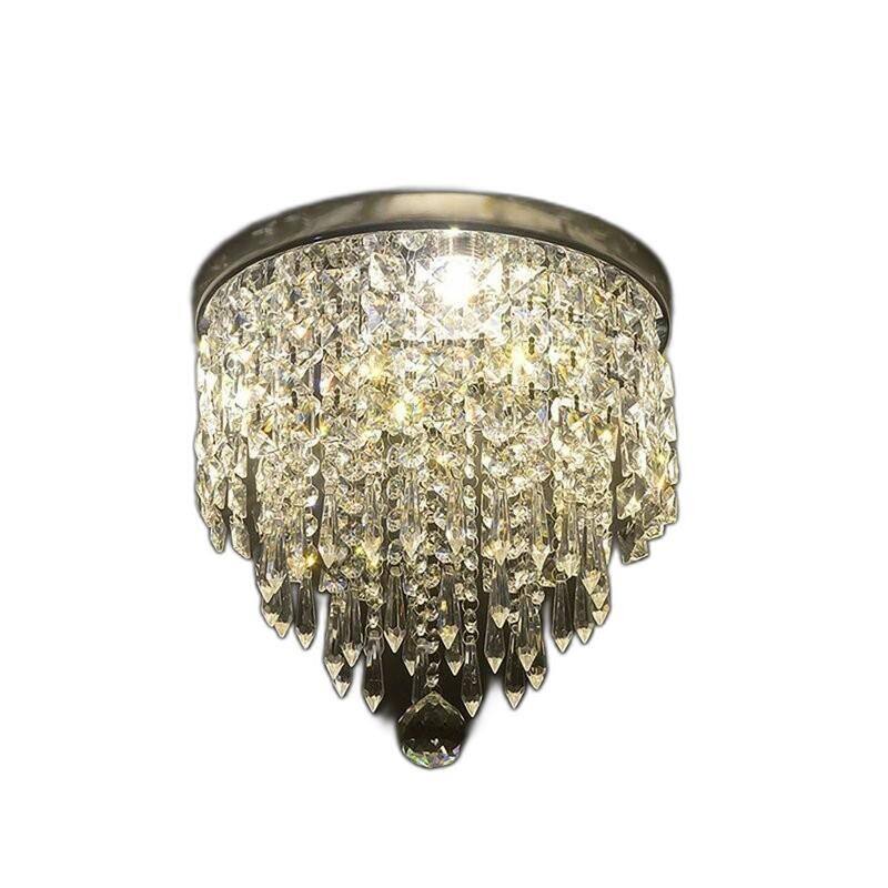 HomeRoots Black and Gold Shaded Transparent Glass and Crystals Dimmable Ceiling Light With Clear Shades - 8' X '12' X '8