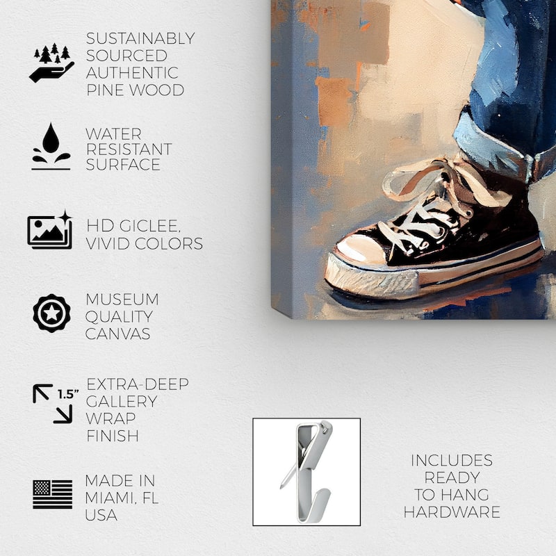 Wynwood Studio Fashion and Glam Black Street Shoes Blue and Modern & Contemporary Wall Art Canvas Print