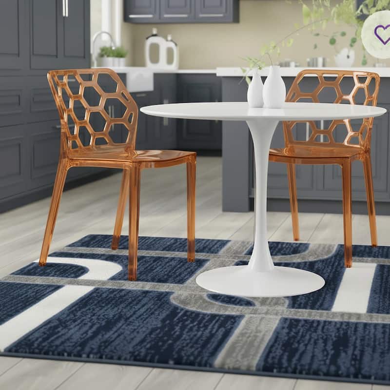Dynamic Modern Transparent Honeycomb Cut Out Lucite Stackable Dining Chair for Home Dining Rooms Patio Commercial Event Seating