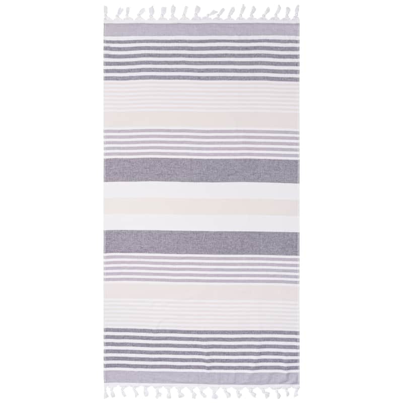 Superior Roxy Stripe Fouta Beach Towel with Tassels - 35" x 68"