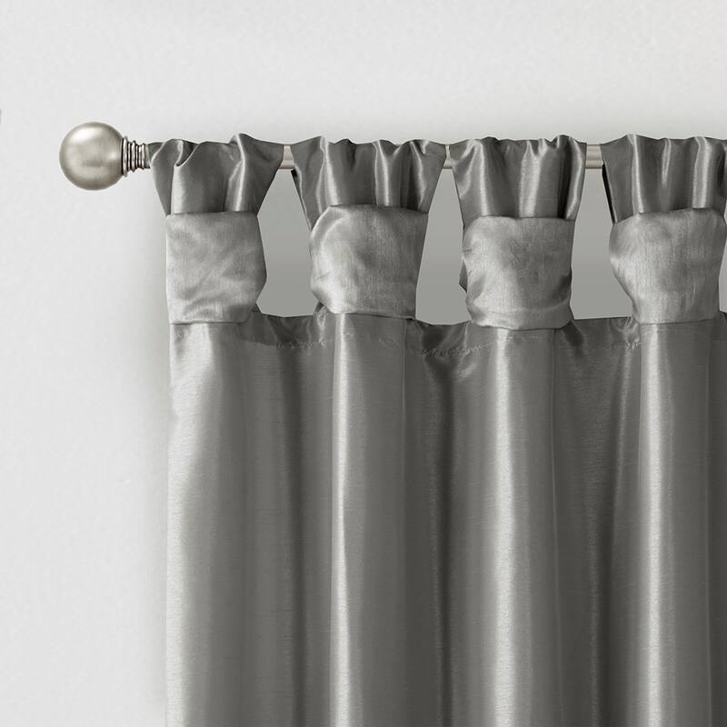 Twist Tab Lined Window Curtain Panel Charcoal 50x120"