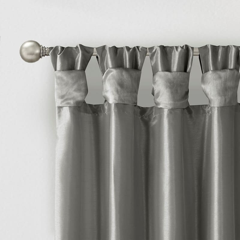 Twist Tab Lined Window Curtain Panel Charcoal 50x84"