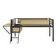 preview thumbnail 4 of 12, Twin Size Metal Loft Bed with LED Lights, Storage Shelves and Ladder