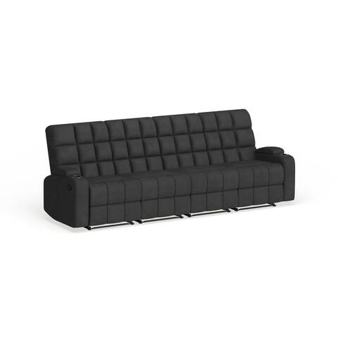 Copper Grove Black Microfiber Reclining Sofa with Storage - 4 Set