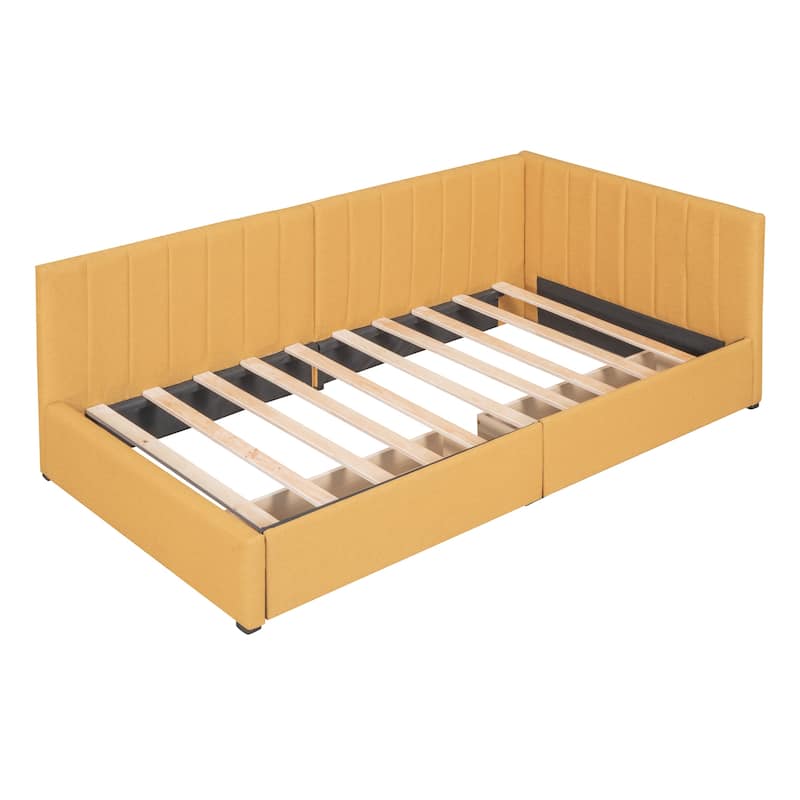 Linen Twin Daybed with Drawers