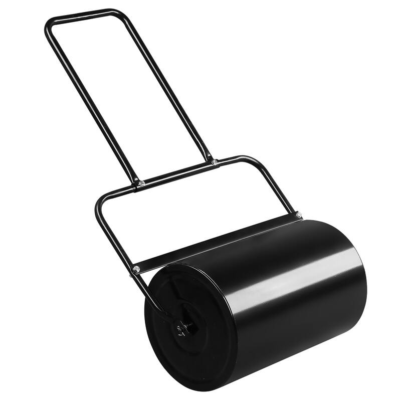 Black 10 Gallon Steel Lawn Roller with U-Handle for Even Grass and Sod Flattening - (19 x 12.6 x 43)" (L x D x H)