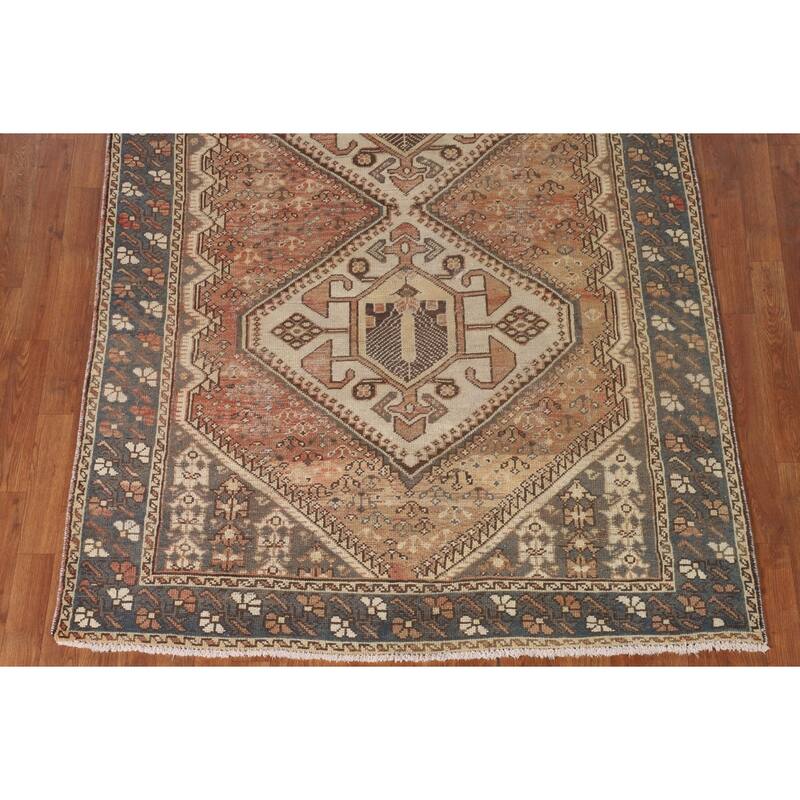 Orange Bakhtiari Persian Vintage Area Rug Hand-Knotted Wool Carpet - 5'1"x 9'10"