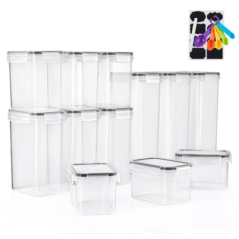 Sorbus Airtight Food Storage Containers with Labels, Marker & Measuring Spoons Kitchen, Pantry Food Organizers - 12 Pack - 11.6"L X 5.5"W X 3.7"H - Clear
