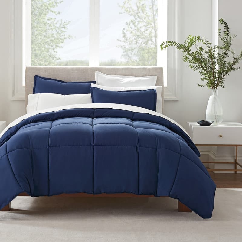 Serta Simply Clean Antimicrobial Comforter Set - Full - Queen - Navy