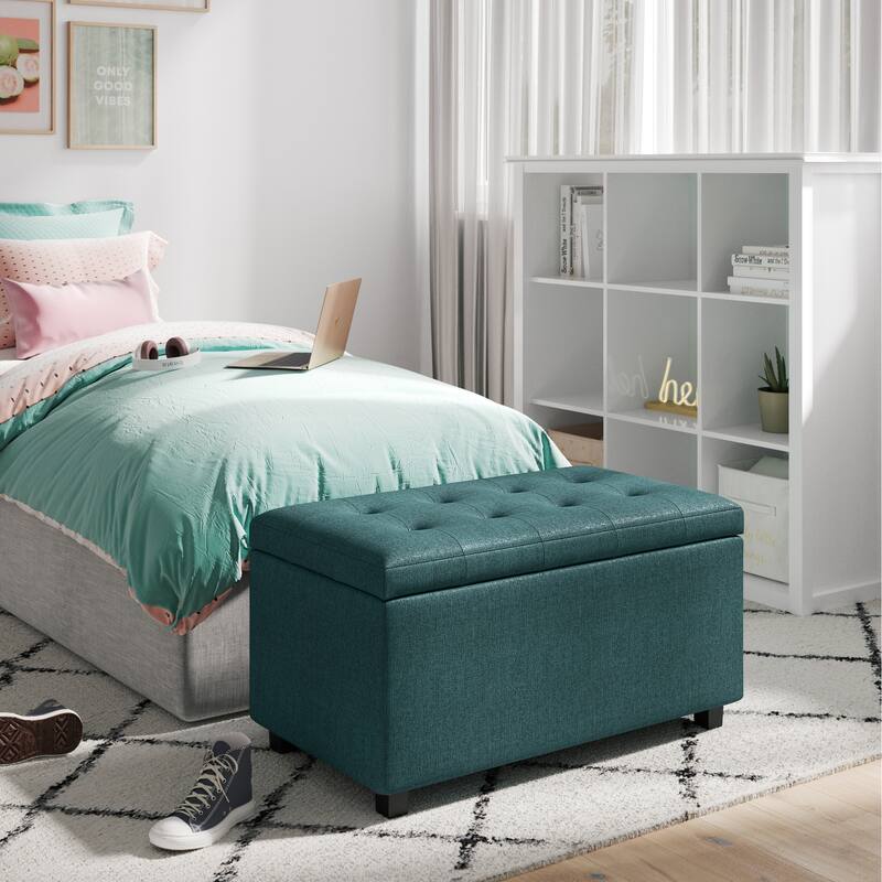 Modern Storage Ottoman for Living Room - Blue