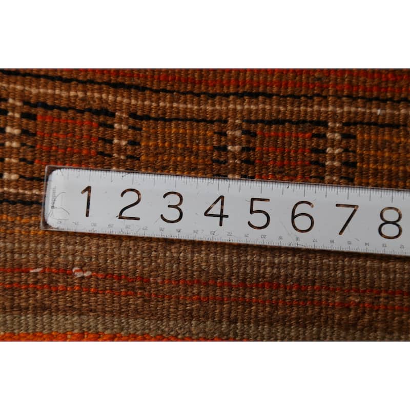 Orange / Geometric Oushak Vintage Runner Rug Handmade Wool Carpet - 2'8"x 11'4"