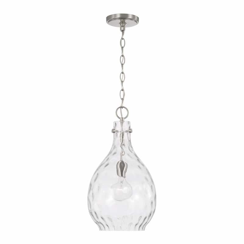 Brentwood 1-light Hanging Pendant - Brushed Nickel w/ Water Glass