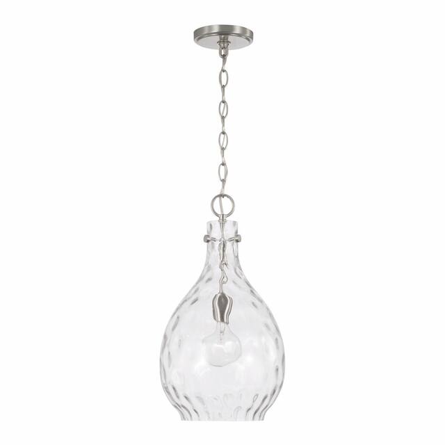Brentwood 1-light Hanging Pendant - Brushed Nickel w/ Water Glass