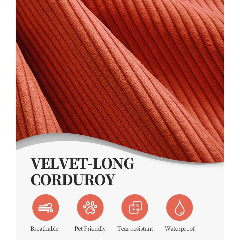 Modular Convertible Sleeper Sofa Bed, Corduroy Fabric Compression Sofa, Floor-Standing Sofa Bed with Armrests & Backrest