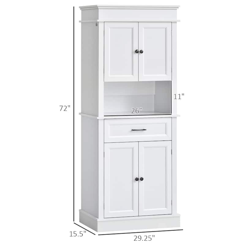 HOMCOM Traditional Freestanding Kitchen Pantry Cabinet Cupboard with Doors and Shelves, Adjustable Shelving