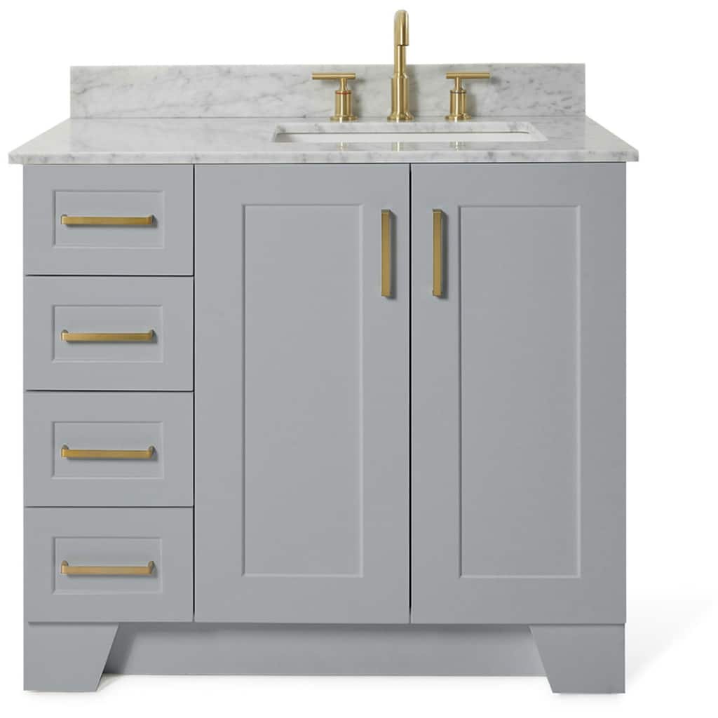 Ariel Q037SRCW2RVO Taylor 36" Thick Carrara Marble Vanity Top