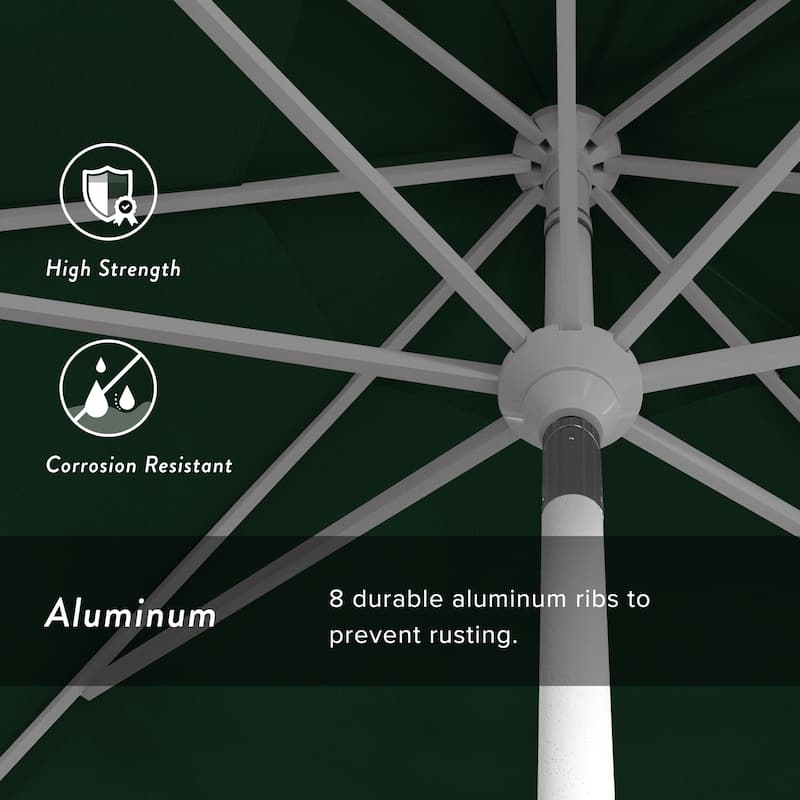 California Umbrella 11' Rd. Aluminum Market Umbrella, Crank Lift, Collar Tilt, Dbl Wind Vent, White Finish, Olefin Fabric