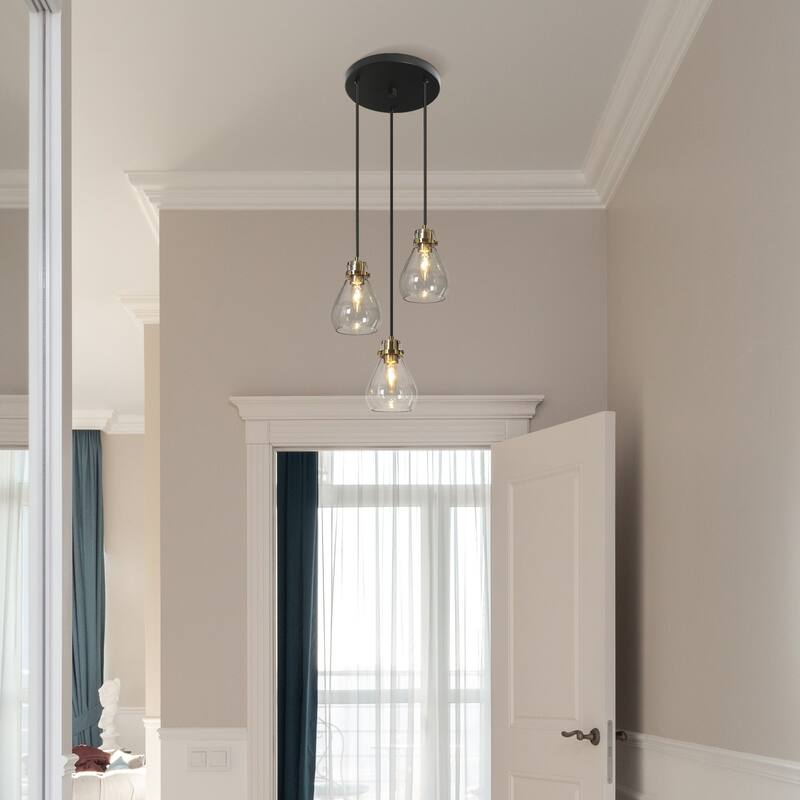 Marsie Modern Ceiling Light 3-light Farmhouse Flush Mount Drop Down Pendant Light Globe Glass