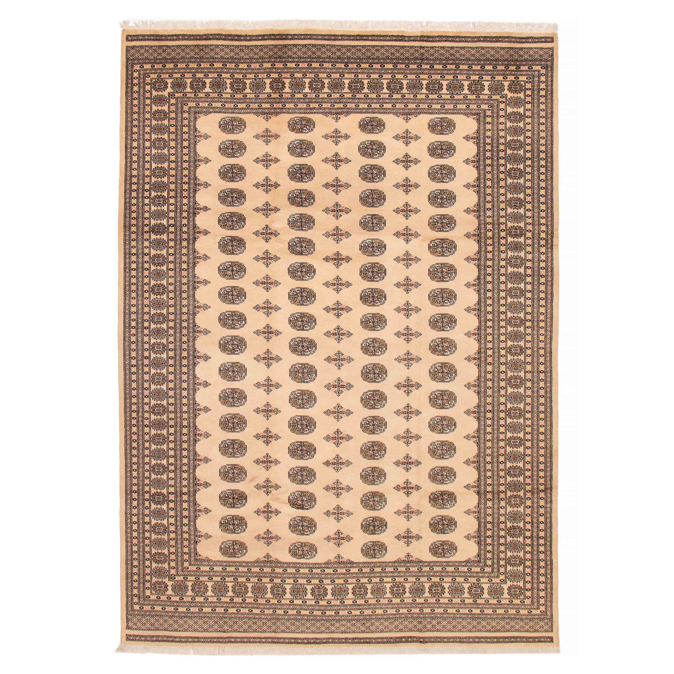 ECARPETGALLERY Hand-knotted Finest Peshawar Bokhara Ivory Wool Rug - 7'11 x 11'6