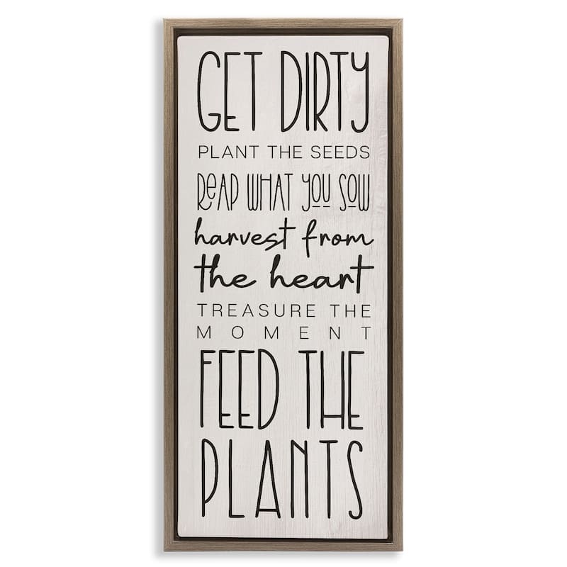 Stupell Fun Garden Guidelines Framed Floater Canvas Wall Art Design By Lil' Rue - 15 x 31 - Brown