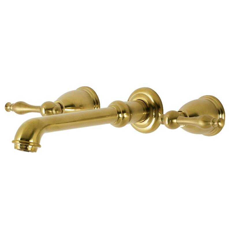 Naples Two-Handle 3-Hole Wall Mount Bathroom Faucet - Brushed Brass