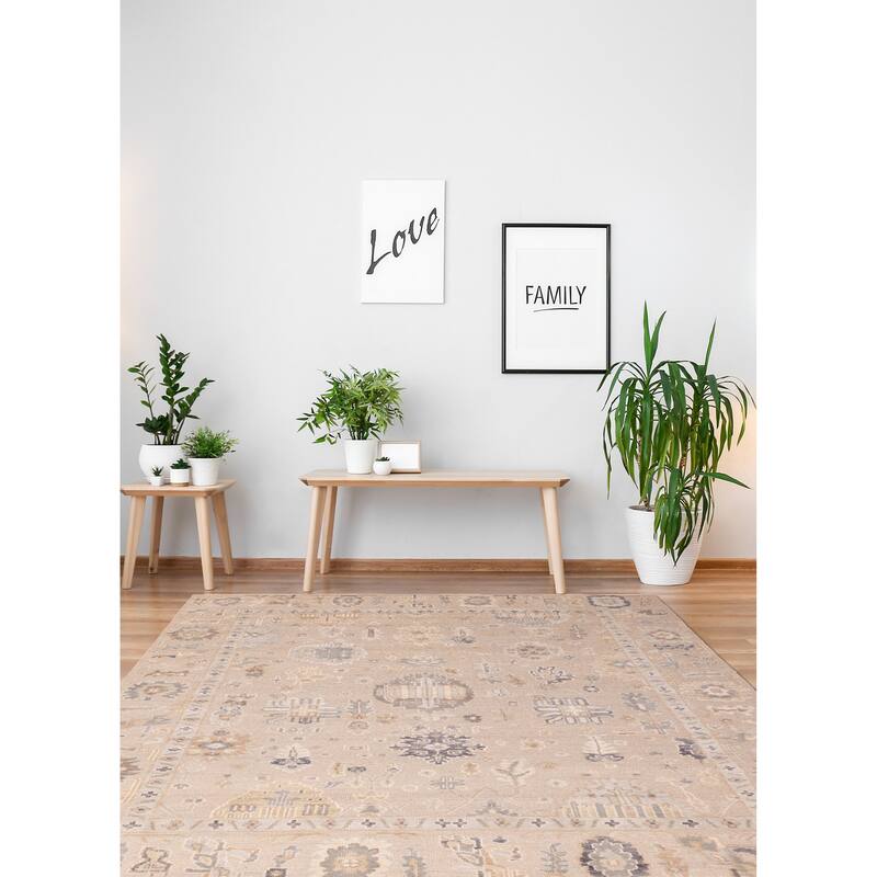 ECARPETGALLERY Hand-knotted Finest Oushak Taupe Wool Rug - 8'11 x 12'3