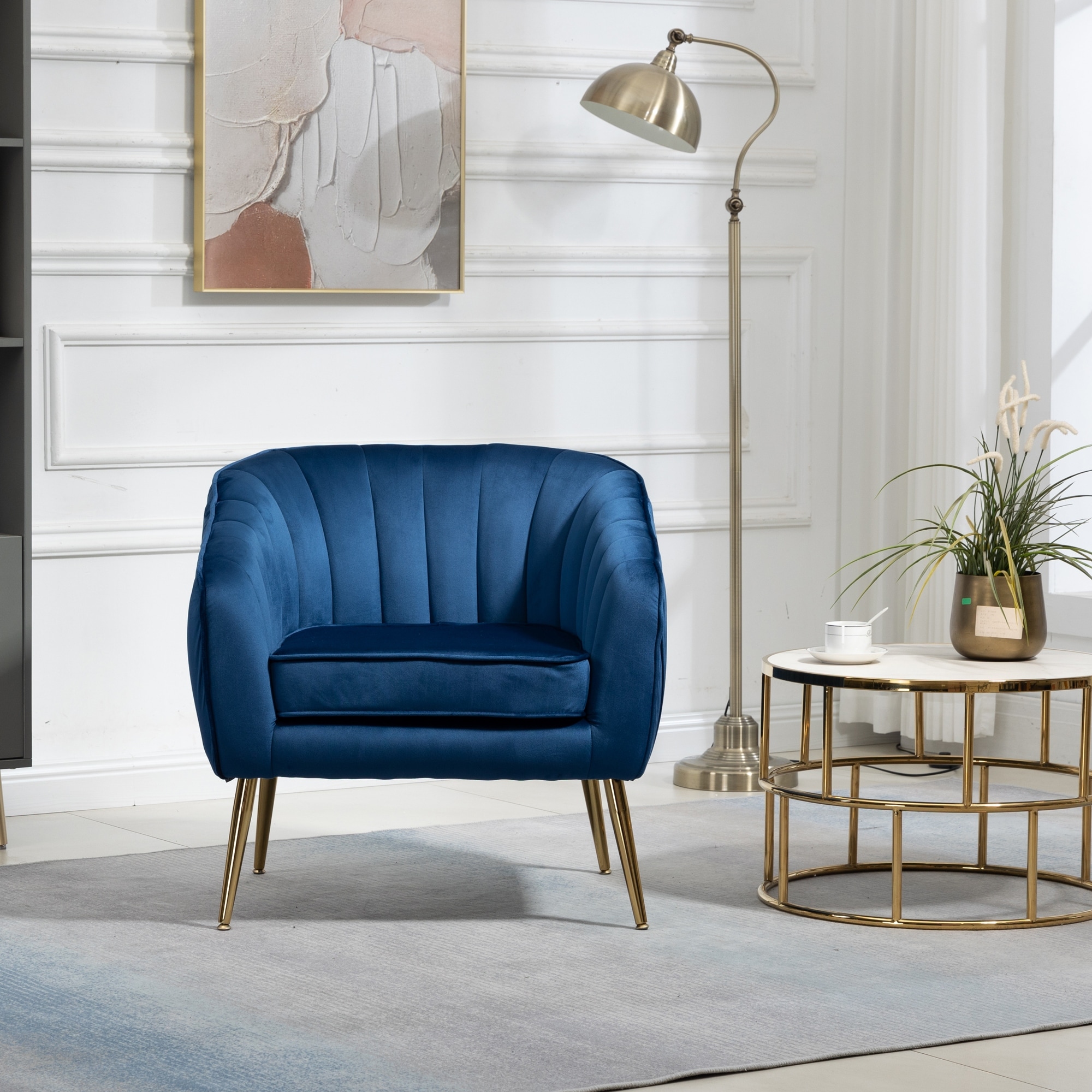 Navy scallop chair sales