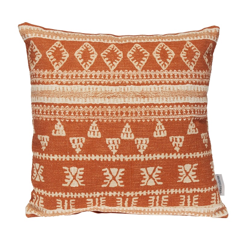 HomeRoots 18" X 18" Orange and Ivory Southwestern Cotton Throw Pillow
