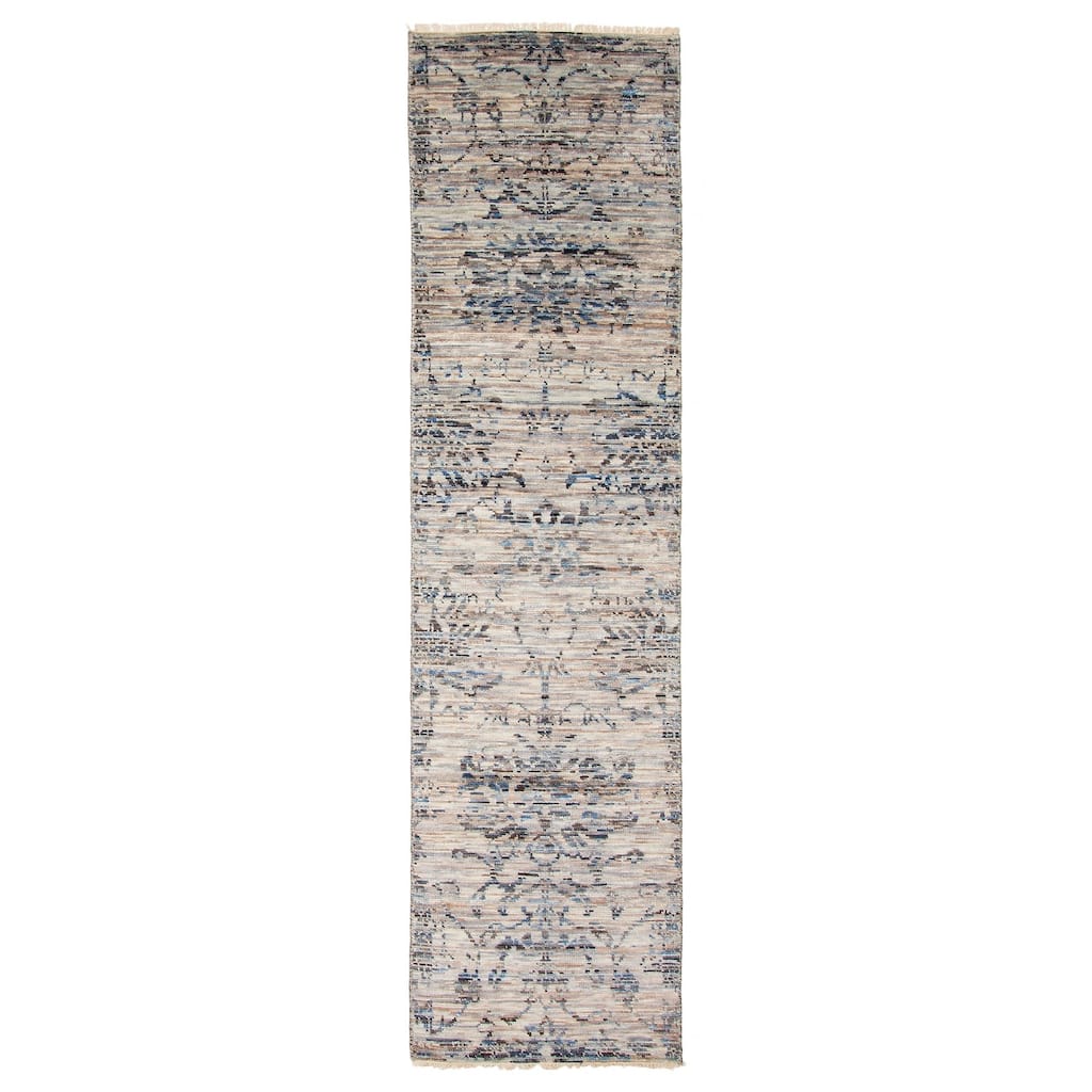 ECARPETGALLERY Hand-knotted Mystique Light Grey Wool Rug - 2'6 x 10'0