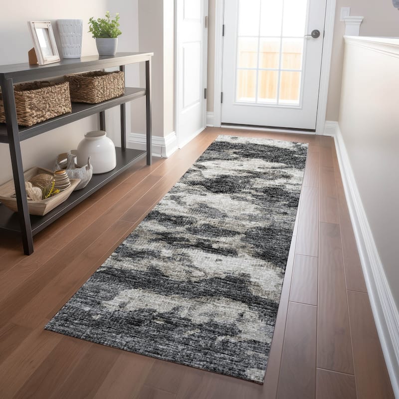 Premium Washable Super Soft Abstract Camo Mayfield Rug - Black - 2' 3" x 7' 6" - Runner