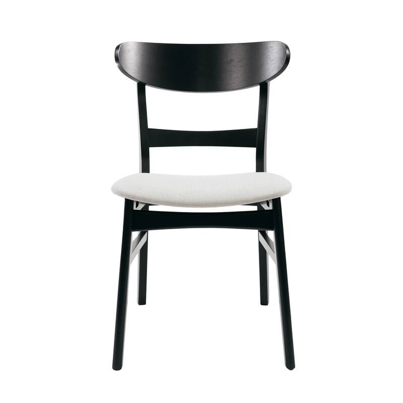 Mid-Century Modern 5-Piece Dining Set - Rubberwood & Upholstered Chairs