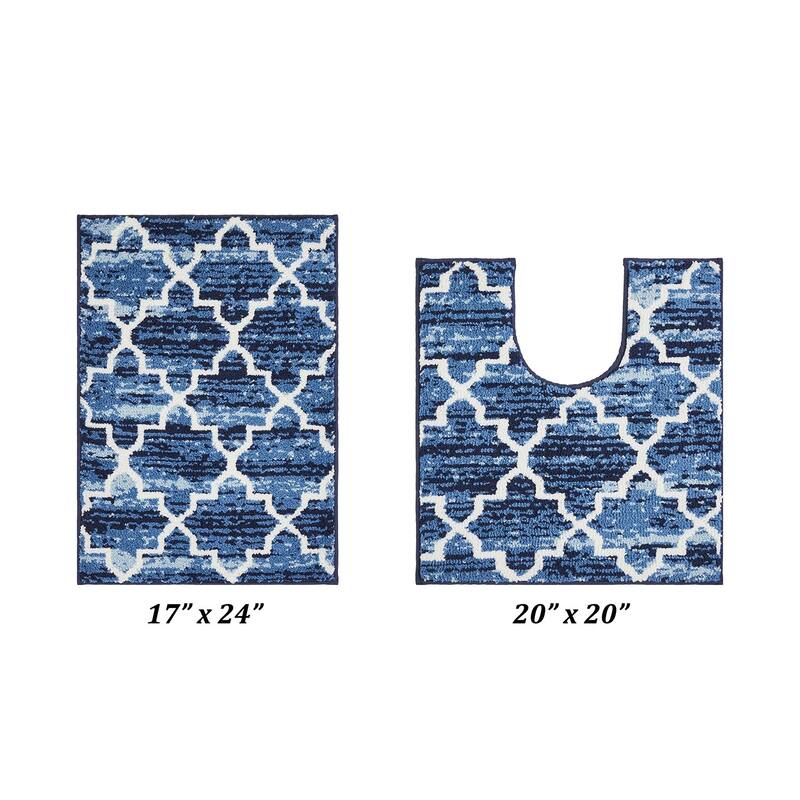 Better Trends Savio Collection 100% Micro Polyester Rectangle Soft Plush & Absorbent Water Machine Washable 2 Piece Bath Rug Set