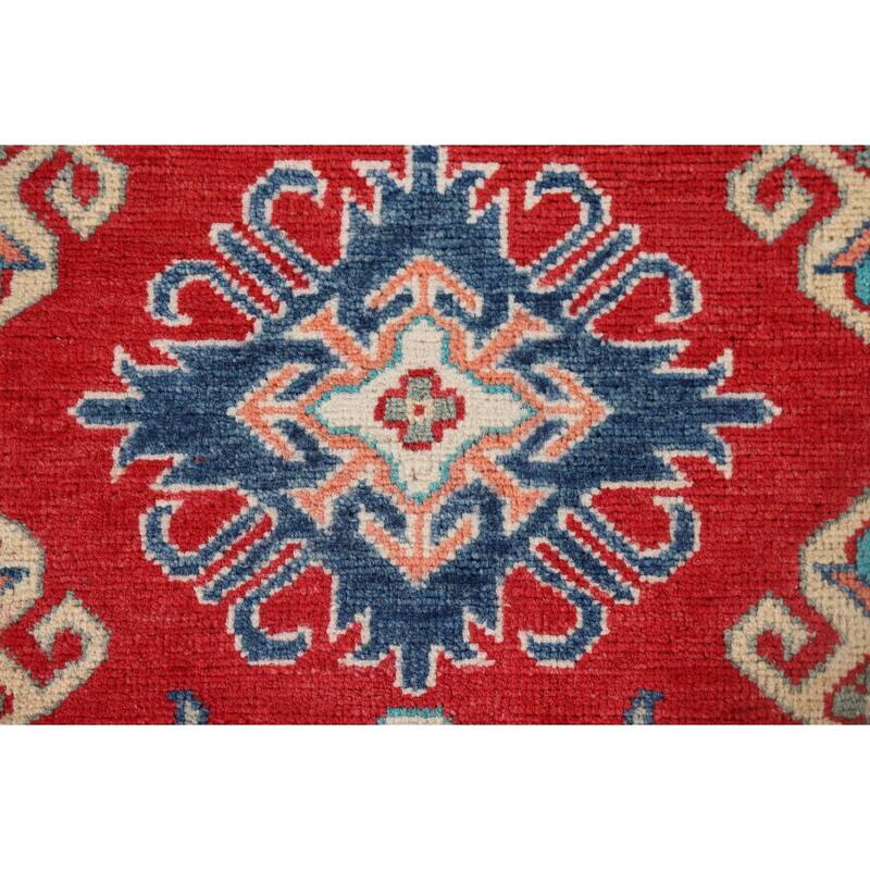 Red Kazak Oriental Runner Rug Handmade Wool Carpet - 2'10" x 9'10"