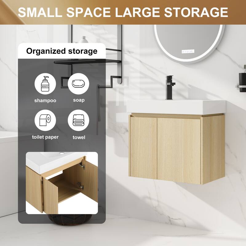 Beingnext 16''/20''/24"/30"/36" Bathroom Vanity with Sink, Floating Bathroom Vanity with Soft Close Door