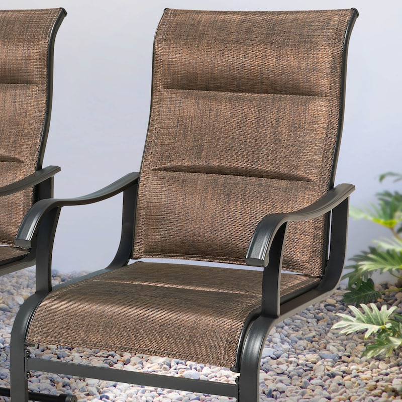 Outdoor Patio Dining Chairs, Breathable Textilene, Iron Frame, Brown