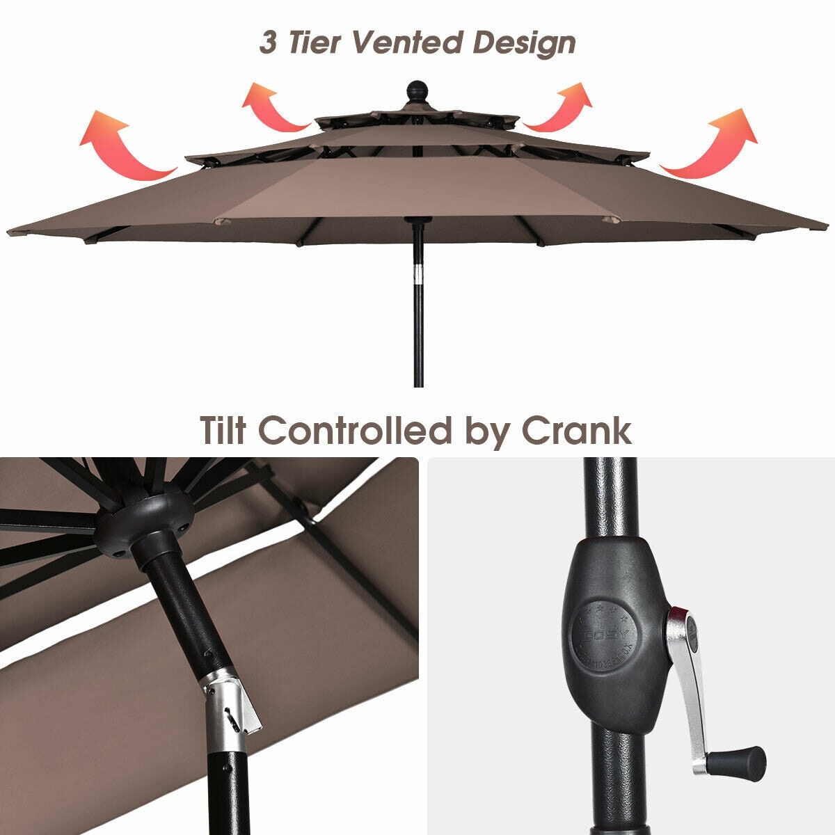 10 3 Tier Double Vented Patio Umbrella Base Not Included Overstock 30751191