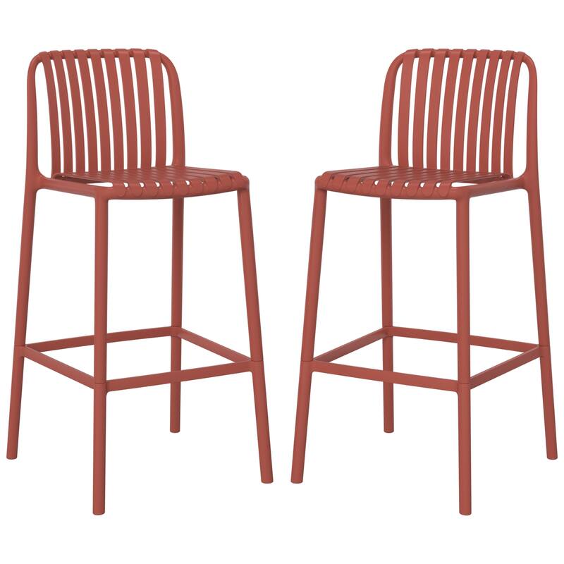 Frond and Form 29.5 Inch Outdoor Bar Stool (Set of 2) - Red