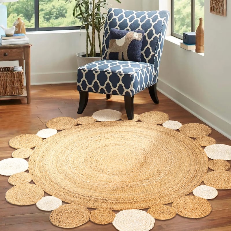 JONATHAN Y Aurora Geometric Jute Circle Area Rug
