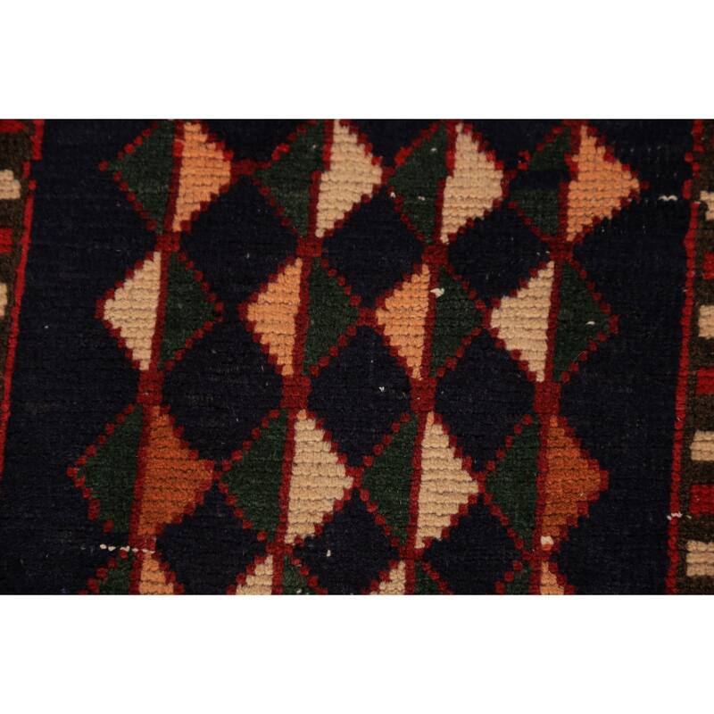Red Geometric Bakhtiari Persian Vintage Rug Handmade Wool Carpet - 6'9" x 9'4"