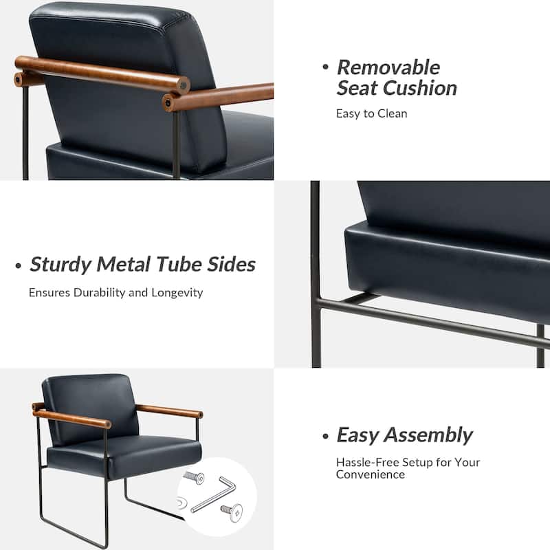 Justo Modern Accent Armchair with Metal Base and Removable Cushion Set Of 2 By HULALA HOME