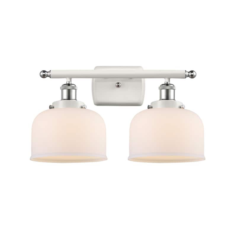 Innovations Lighting 916-2W-13-18 Bell Vanity Bell 2 Light 18" Wide - White and Polished Chrome / Matte White