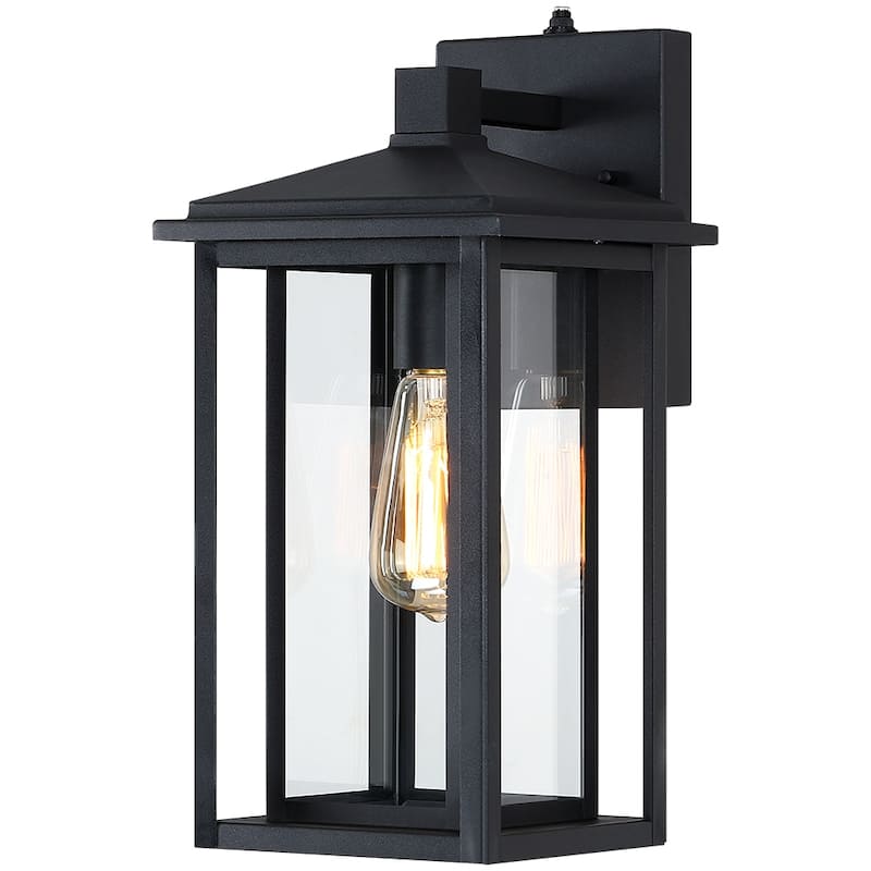 1-Light Black Dusk to Dawn Outdoor Wall Light - 15.6"H - 15.6"H